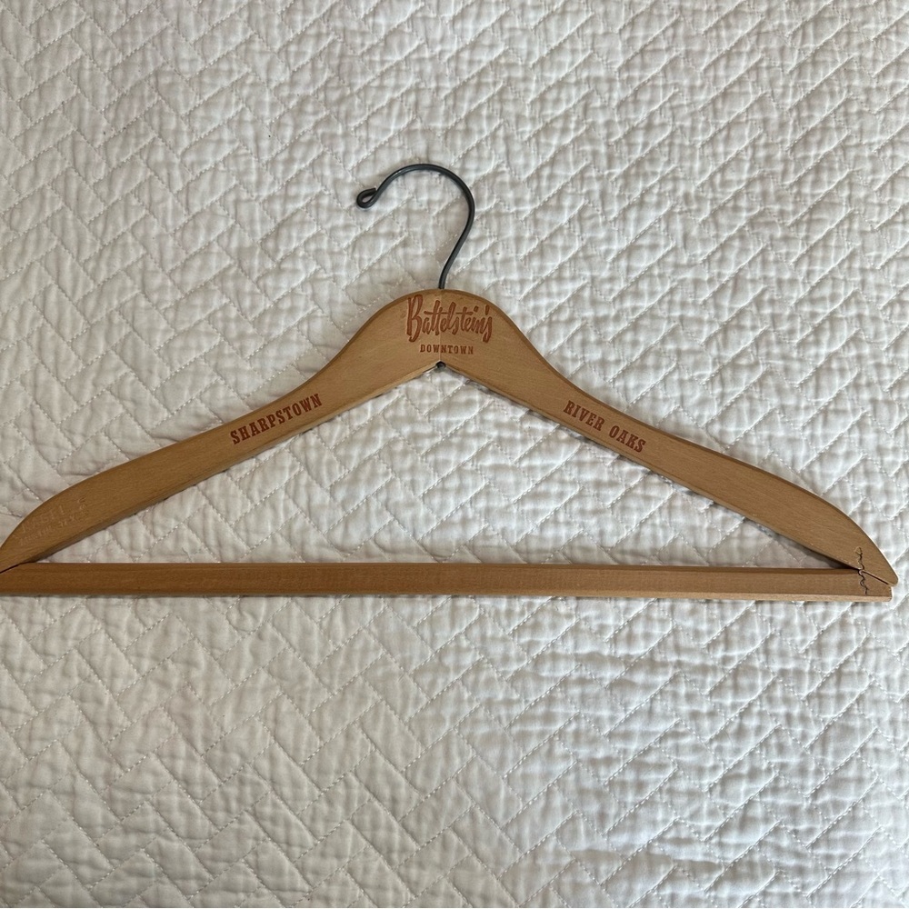 Vintage Battelstein’s Wooden Hanger Houston TX River Oaks Sharpstown